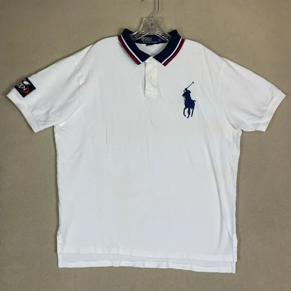 Polo by Ralph Lauren Polo Shirt Mens XL‎ White Big Pony Embroidered 2005 US Open